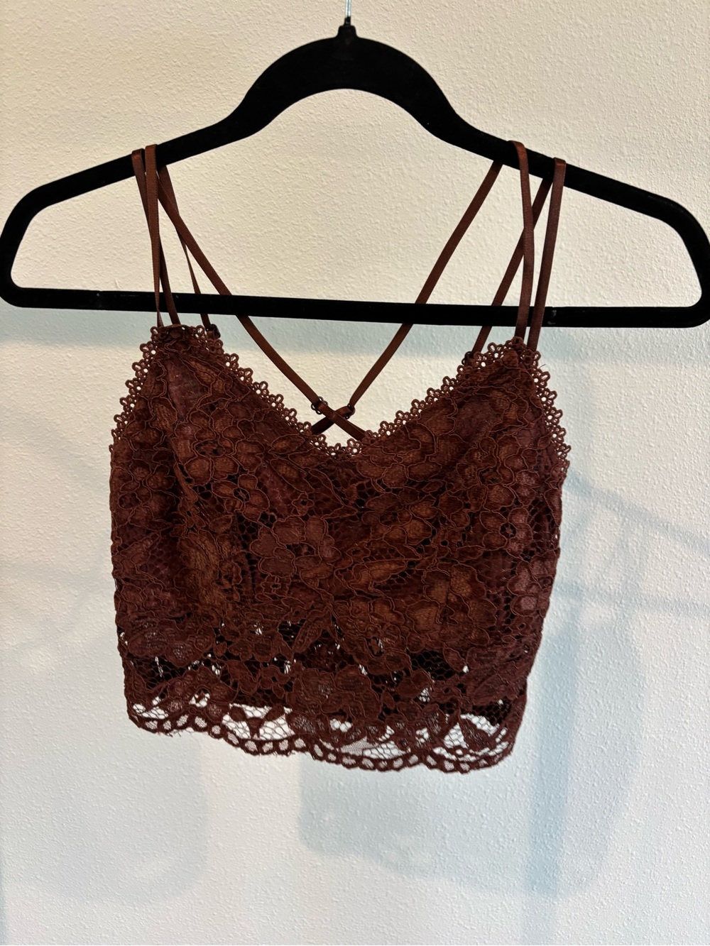 Lace Bralette Cami Top - Brown
